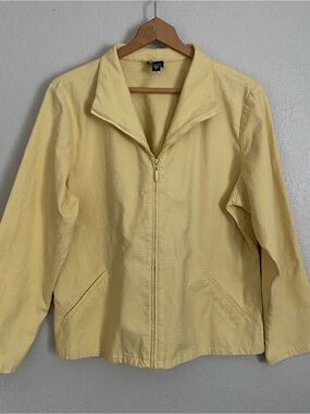Eileen Fisher Jacket Women's XL Pale Yellow Textured Lightweight Cotton Spring